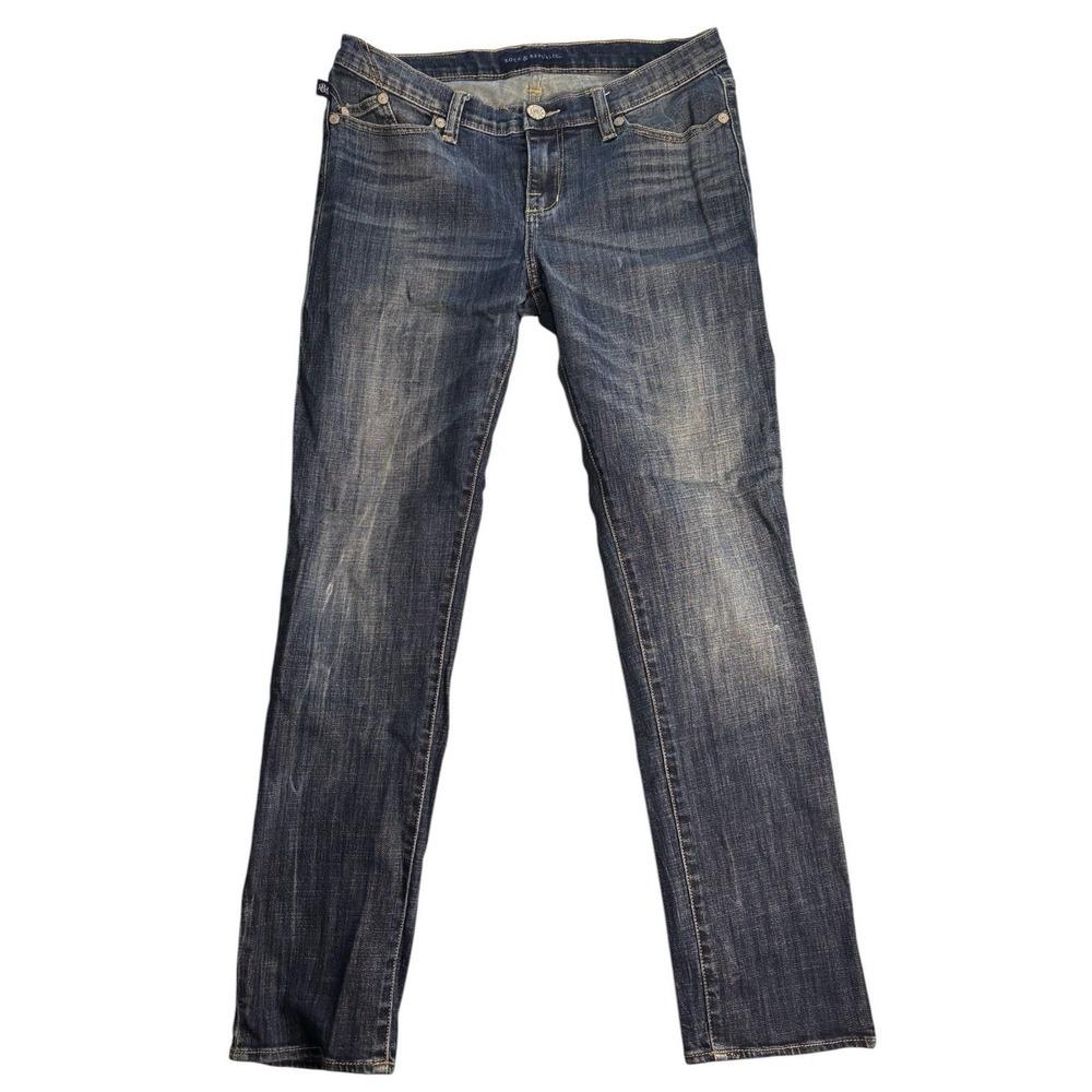 Rock And Republic Jeans Womens 32x30‎ Berlin Low Rise Skinny Distressed Wash
